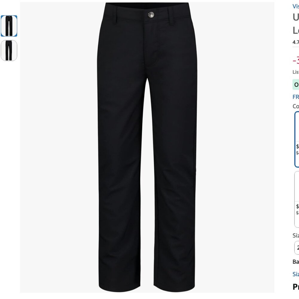 New Under Armour Boys Match Play Pant, Belt Loops, Soft & Comfortable Youth XS